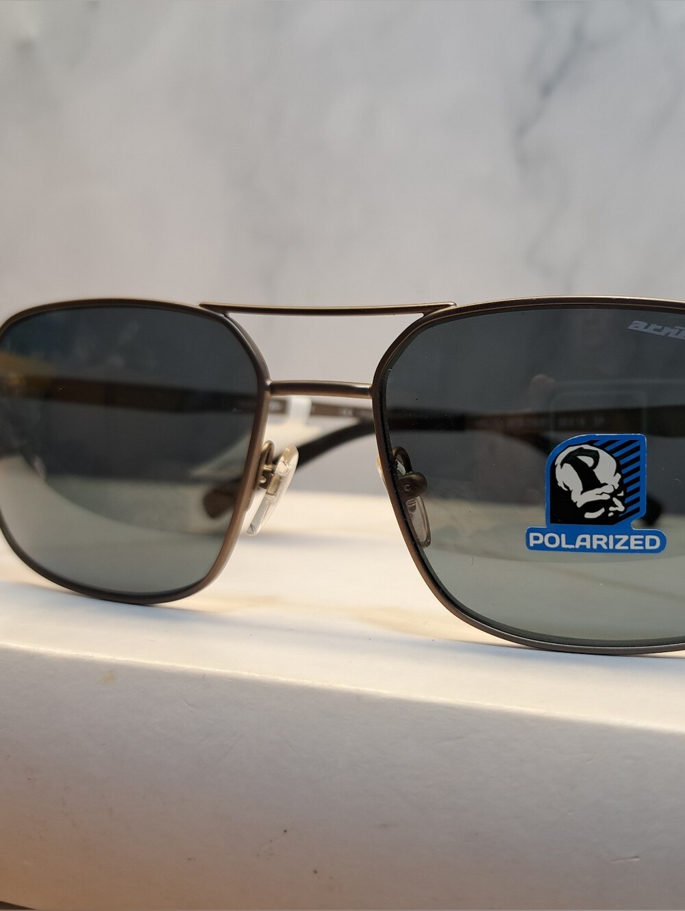 NEW Polarized Sunglasses, metal frame, Mens Shades 56-16-145, dark gray lens